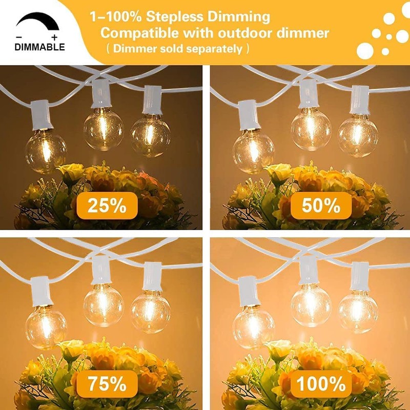 SUNTHIN White Outdoor String Lights, 48FT White Patio Lights with