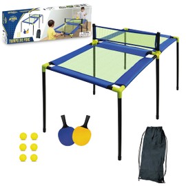 Anywhere Sports - Portable Trampoline Ping Pong Table Tennis Game for Indoor or Outdoor Use, Includes Two Paddles, Six Balls, Storage Bag, and Compact Size for Kids