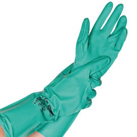 Hygostar Chemical Protection Gloves Professional Nitrile, Pack of 12, Green, 10/XL, L: 34 cm, Chemical Protection Gloves, Alkaline Resistant Gloves, Protective Gloves, Chemical Gloves