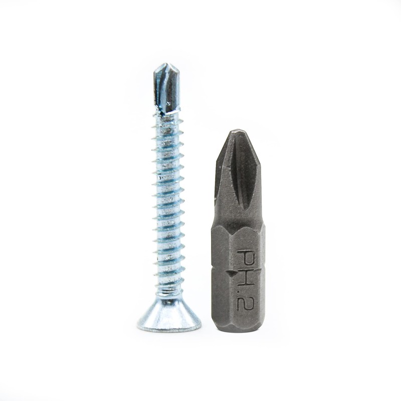 DOJA Barcelona Self-Drilling Screws with PH2-25 Tip, 100 Countersunk Screws,