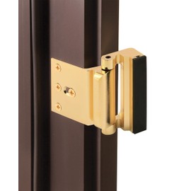 Prime-Line U 11442 Door Reinforcement Lock – Add Extra, High Security to your Home and Prevent Unauthorized Entry – 3” Stop, Aluminum Construction, Polished Brass (Single Pack)