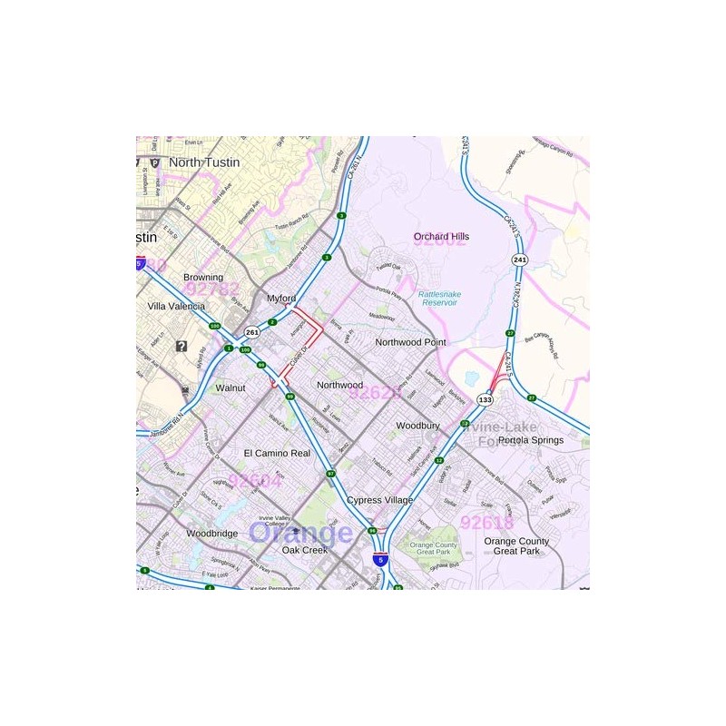 Orange County, California - 36" x 48" Laminated Wall Map