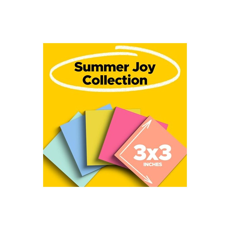 3M Post-it 5PK Notas Adhesivas Super Sticky 3x3 colección Summer