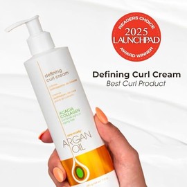 one 'n only Crema Definitoria Para Rizos Con Aceite De Argán, Crema Acondicionadora Sin Aclarado, Define Y Deja El Cabello Rizado Fuerte, Mejora El Brillo E Hidrata Sin Residuos Pegajosos, 9.8 Onzas A