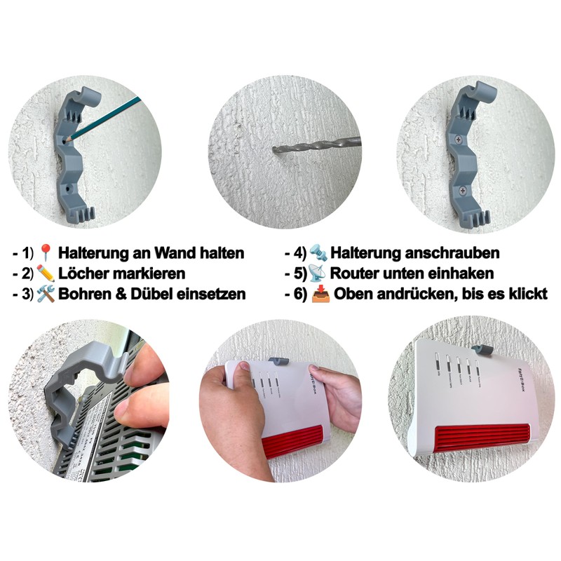 Decoralin Wall Mount Compatible with Fritz!Box 7530, 7530AX, 7510, 5530,
