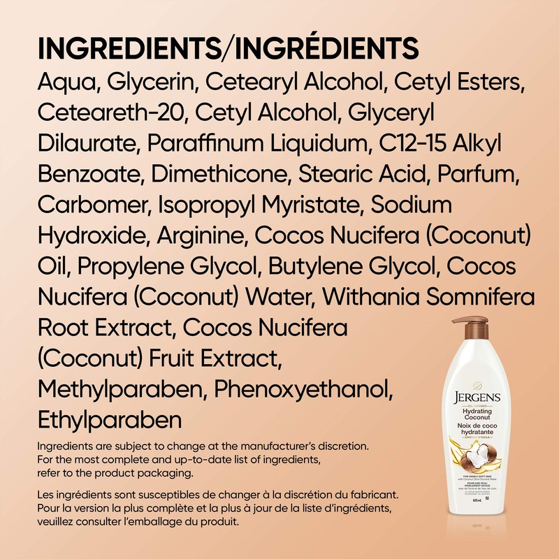 Jergens Hydrating Coconut Moisturizer & Body Lotion for Dry Skin
