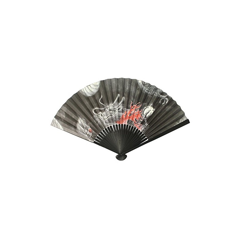 Hand Fan Dragon Men's For Men Black Approximately/23 cm