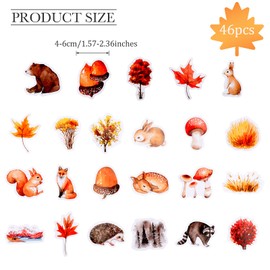 92 Pieces Small Scrapbooks Laptop Stickers Cute Autumn Style Stickers for Laptop Forest Animal Fall Plant Maple Leaf Scrapbooking and Suitcase 1.57 Inches