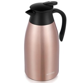 WYHVAND 68Oz Coffee Carafe Insulated, Stainless Steel Coffee Carafes for Keeping Hot, Dustproof Thermal Carafes for Home Party/Work (Copper,2L)