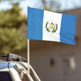 Guatemala Flag Window Clip, 12x18 Inch Double Sided Car Decoration Banner, Polyester UV Protection (Flagpole Not Included)