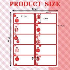 Qeeenar 250 Pcs Christmas Address Labels 2 x 4 Inch Foil Printable Gift Tags Compatible with Laser and Inkjet Printer Mailing Label 10 Per Sheet for Package Office (Red Ball Ornament)