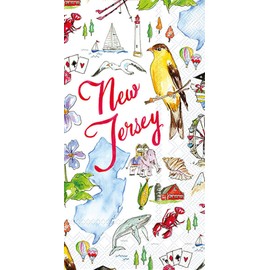 IHR Ideal Home Range Dinner Napkins Rosanne Beck State Collection Disposable 3-Ply Paper Hand Towels, 8.5" x 4.5", New Jersey, 16-Count