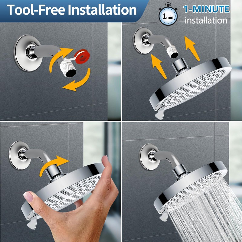 SOMDARHK High Pressure Shower Head: Rain Fixed Shower Heads with