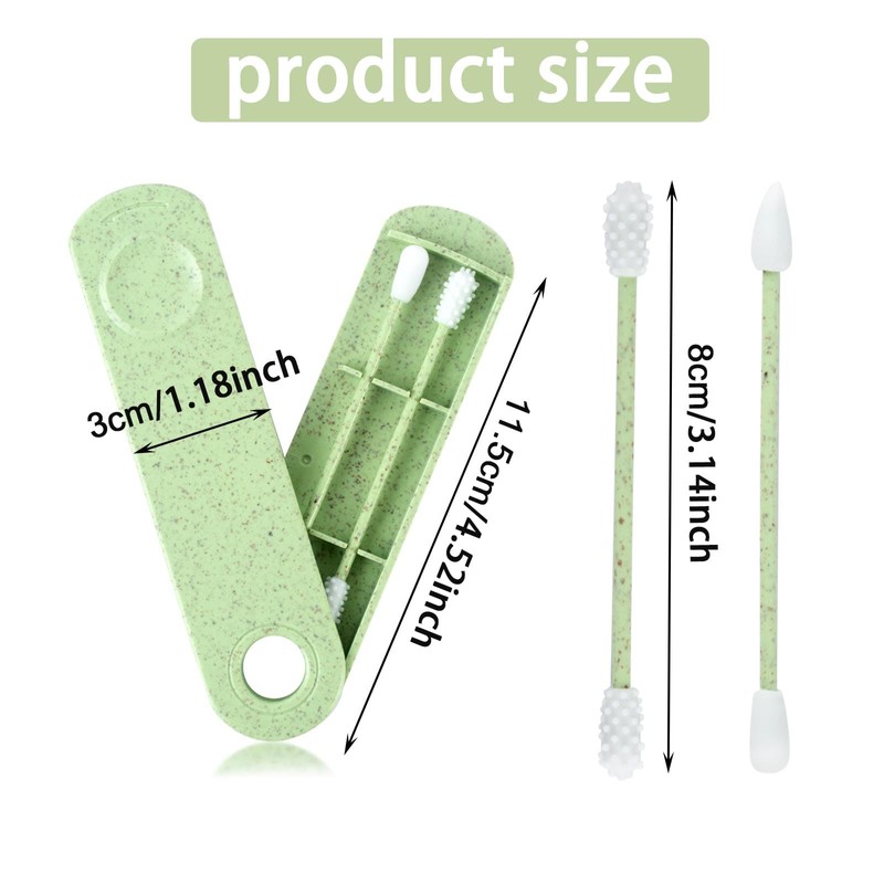 GWAWG 4 PCS Reusable Cotton Buds Reusable Swab Double-Ended Spiral