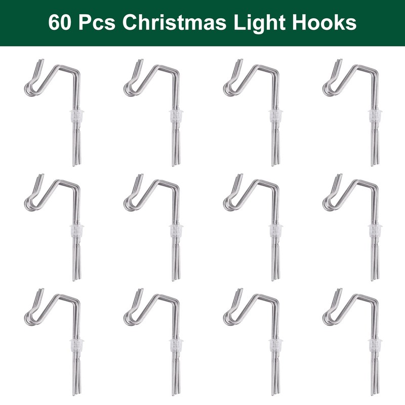 60-Count Metal Gutter Hooks for Outdoor Christmas Lights, Outside Lights