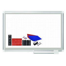 MasterVision Gold Ultra Grid Planning Board Magnetic Dry Erase with Accessory Kit, 24" x 36", Whiteboard with Aluminum Frame