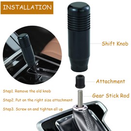 Temzzer 3.3 in Shifter Stick Knob Polished Alloy Lever Shift Handle Heavy Racing Gear Lever Head for Most Manual Automotive Vehicles (Black)