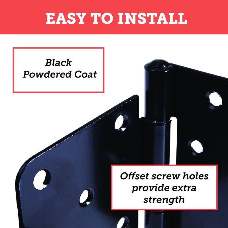Barcaloo Heavy Duty Square Shed Door Hinges, 6 Pack -