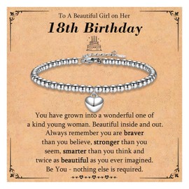 KORAS 18th Birthday Gifts for Girls, Heart Charm Bracelet 18th Birthday Bracelet Gifts for 18 Year Old Girls, Girls 18th Birthday Presents