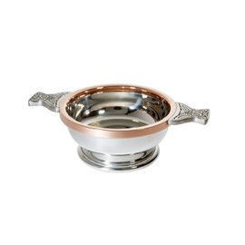Wentworth Pewter - Medium Pewter and Copper Quaich Whisky Tasting Bowl Loving Cup Burns Night