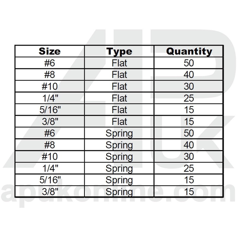 350pc Assorted Metal Flat Lock Spring Washers Box M6 M8