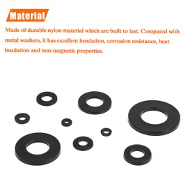 100 Pieces M8 Black Nylon Flat Washers, Plastic Washers, Inner Diameter 8mm, Outer Diameter 16mm, Thickness 1.5mm