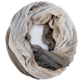 Gloop Women's Scarf Light Loop Scarf Tube Scarf with Colour Gradient Various Colours, Cream-Khaki