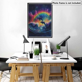 Yomiie 5D Dolphin Rainbow Diamond Painting Kits for Adults, Paint with Diamonds Art Sea Life DIY Full Round Drill Kits, Embroidery Rhinestone Diamond Crystal Craft Canvas Home Wall Decor 30x40 cm