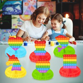 Kristin Paradise 9Pcs Pop Push Bubble Honeycomb Centerpieces, Fidget Toy Party Table Decoration, Birthday Theme Decor for Kids Adult Baby Shower, 1st Bday Favors Idea