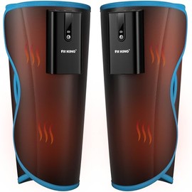 FIT KING Cordless Leg Massager with Heat and Air Compression Therapy | Rechargeable Calf Compression Massager for Circulation, Pain Edema RLS Relief, 3 Heat Levels, Mom Dad Gift, Portable, FSA-HSA
