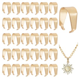 PH PandaHall 50pcs 201 Stainless Steel Snap on Bails Golden Pinch Clip Bail 18K Gold Plated Pendant Bail Connector Charm Clasp Clips for Necklace Earring Bracelet Choker Jewelry Making, 8.5mm Long
