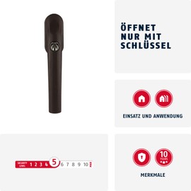 ABUS FG300 373732 Lockable Window Handle AL0125, Keyed Alike, Brown, 37374