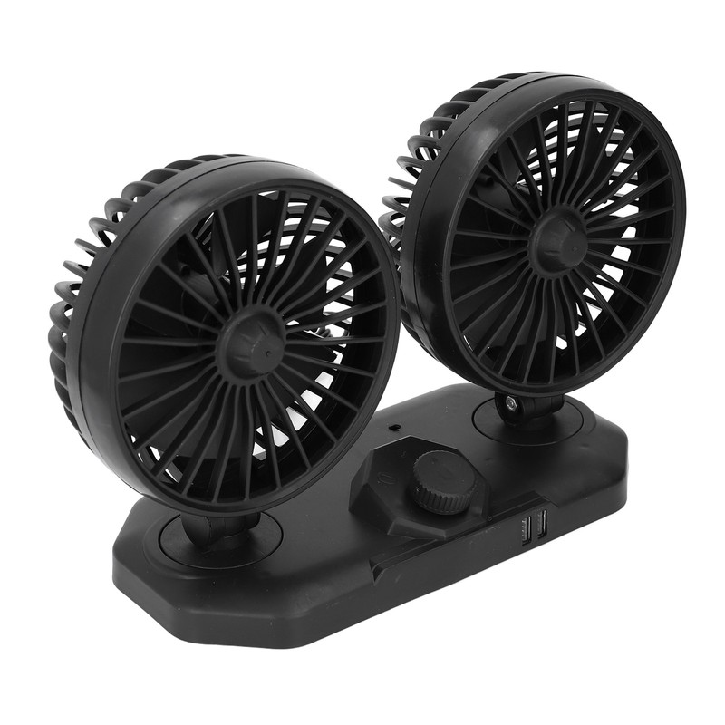 Car Fan Dual Head 24v 360° Adjustable Powerful USB Car