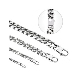 Inscca Men's Silver Necklaces for Men Stainless Steel Cuban Chain for Boys Curb Chain Women 3/6/9/12 mm Thin/Solid Surgical Steel 316L Stainless Steel Chain Hip-Hop 45/50/55/60/65/70/75 cm, Stainless