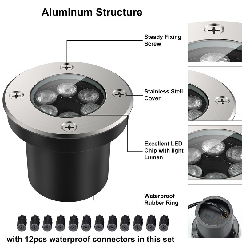 JESLED Outdoor Landscape Lights, 6W LED In Ground Well Lights,