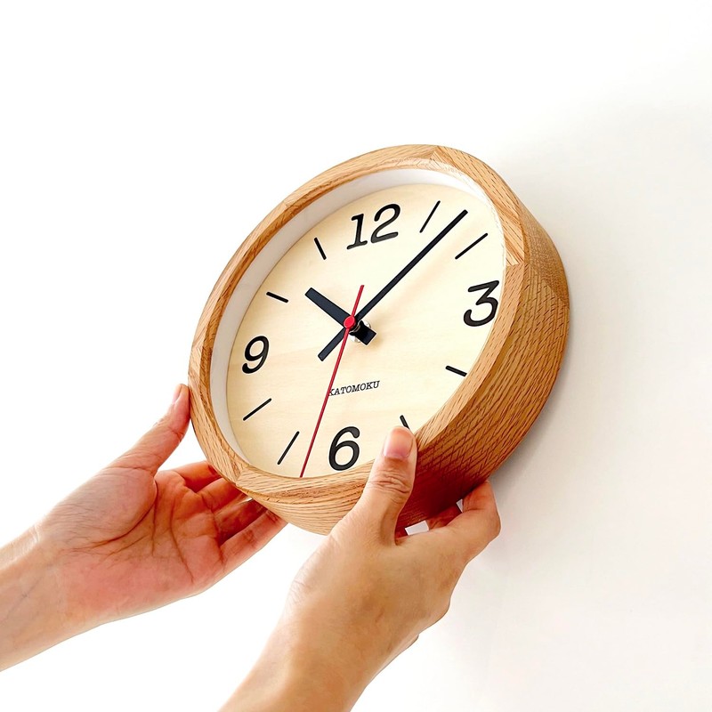 KATOMOKU Muku Clock 20 Oak Wall Clock, Continuous Second Hand,