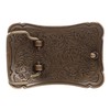 Western Solid Brass Engraved Rectangular Belt Buckle, Antique Brass
