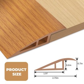 Floor Transition Strip Door Threshold 72 inch, 1/2'' ~ 3/5'' Thresholds Ramps for Doorways, Edge Reducer Vinyl Transition Strips for Door Floor(Light Brown)