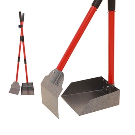 X-TECOKIT Pooper Scooper - Durable & Sturdy Spade&Tray Set with Long Handle,Great for Large Small and Multi Dogs,No Bend Down Easy Cleanup,Use for Yard Grass Gravel Dirt