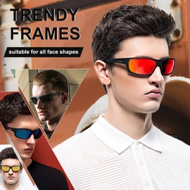 POLARKING 1 PACK Polarized Sport Sunglasses for Men Matte Finish Sun glasses Color Mirror Lens UV Blocking Orange Mirrored