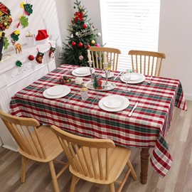 cusugbaso Christmas Tablecloth 52x70 Inches, Holiday Table Cloth for Rectangle Tables - Christmas Decorations for Home - Water Resistant Buffalo Plaid Christmas Decor for Party,Kitchen