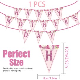 1 PCS Mothers Day Banner,Happy Mothers Day Decorations,Mothers Day Bunting,Happy Mothers Day Banner,Mothers Day Decorations,Mother's Day Decorations,Triangle Flags Garland for Mother's Day