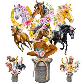 Cowgirl Party Centerpiece Sticks Cowgirl Western Party Decorations 24pcs Horse Table Toppers Decorations Cowgirl Birthday Party Decorations for Western Cowgirl Theme Rodeo Birthday Party Supplies