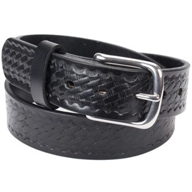 Handmade Basketweave Bridle Leather Belt Extra Thick (Size 40, Black)