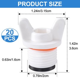 HINZIC 20 Pack 1/2" PT Plug, Male Thread PPR Pipe Plugs Fitting End Caps Connector Garden Irrigation Tubing Stopper Drain Plug Compatible with RV Irrigation Water Supply Lines