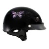 Hot Leathers HLT70 Purple Butterfly Glossy Black DOT Motorcycle Half