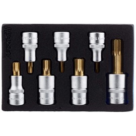 HAZET 163-243/7 Internal Serration Profile XZN Screwdriver Socket Set - CVD-Tin Coated