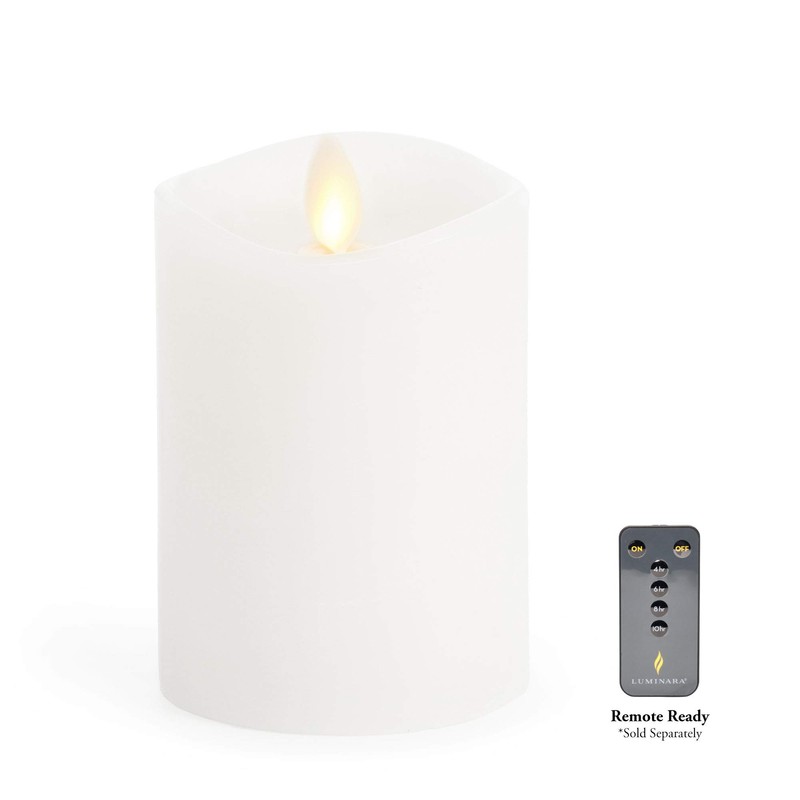 Luminara Flameless Pillar Candle, Small (4.5 inches, Unscented) Real-Flame Effect,