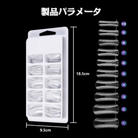 Nail Tip, Long Length, Transparent Fake Nail Mold, Nail Extension, Nail Tip, Foam Tip, For Beginners, Case Set, Mold for Polygel, 100 pcs, Transparent Nails