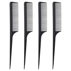 Mabor 4 Pcs Rat Tail Combs, Fine Tooth Comb Hair Styling for Root Teasing Sectioning, Parting, Styling Hair for Women (Black)